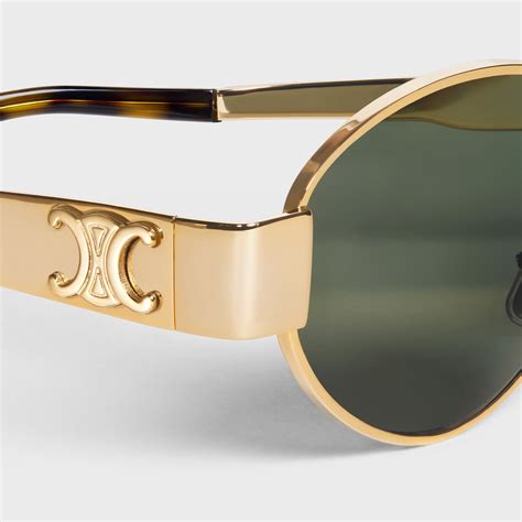 Celine Triomphe Metal 01 Sunglasses Gold/Green .